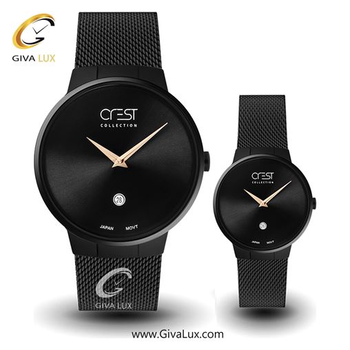 ساعت مچی اورجینال ست کرست | Crest  مشکی | مشکی| مشکی| کد رفرنس Crest 6027-1