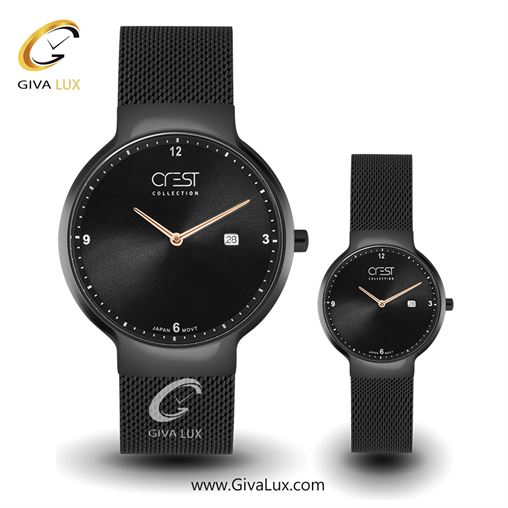 ساعت مچی اورجینال ست کرست | Crest مشکی | مشکی| مشکی| کد رفرنس Crest 6029-3