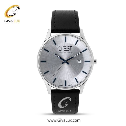 ساعت مچی اورجینال مردانه کرست | Crest نقره ای | مشکی| نقره ای| کد رفرنس Crest 6136-3