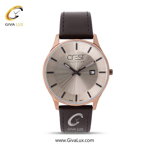 ساعت مچی اورجینال مردانه کرست | Crest  رزگلد | قهوه ای| بژ| کد رفرنس Crest 6136-5