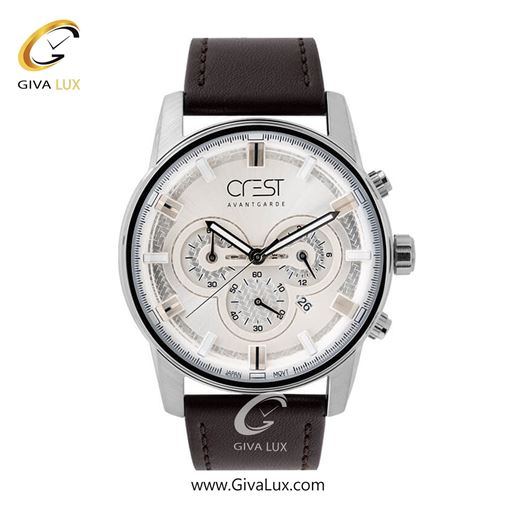 ساعت مچی اورجینال مردانه کرست | Crest سه موتوره کرنوگراف نقره ای | مشکی| نقره ای| کد رفرنس Crest 6162-1