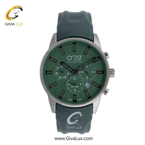 ساعت مچی اورجینال مردانه کرست | Crest سه موتوره کرنوگراف تیتانیوم | مشکی| سبز| کد رفرنس Crest 6209-4