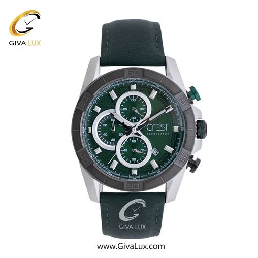 ساعت مچی اورجینال مردانه کرست | Crest سه موتوره کرنوگراف مشکی-نقره ای | مشکی| سبز| کد رفرنس Crest 6211-5