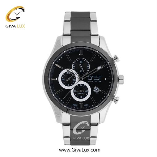 ساعت مچی اورجینال مردانه کرست سه موتوره فول تایم نقره ای-مشکی | مشکی-نقره ای| مشکی| کد رفرنس Crest 6218-4