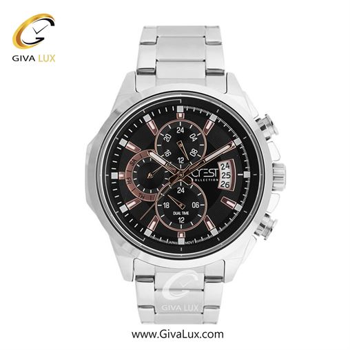 ساعت مچی اورجینال مردانه کرست سه موتوره فول تایم نقره ای | نقره ای| مشکی| کد رفرنس Crest 6219-4