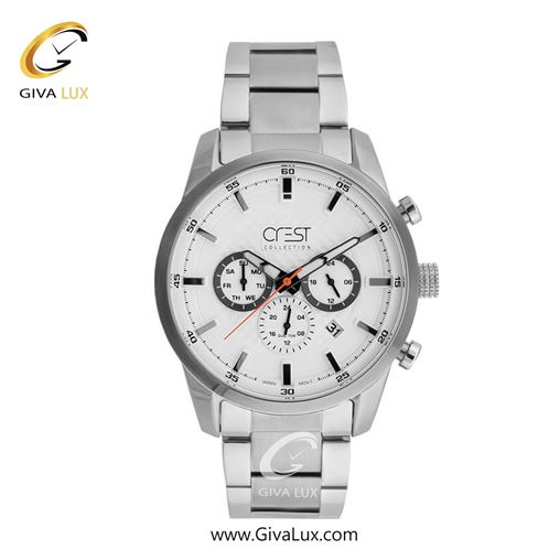ساعت مچی اورجینال مردانه کرست سه موتوره فول تایم نقره ای | نقره ای| نقره ای| کد رفرنس Crest 6224-2