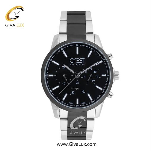 ساعت مچی اورجینال مردانه کرست سه موتوره فول تایم مشکی-نقره ای | نقره ای-مشکی| مشکی| کد رفرنس Crest 6225-6