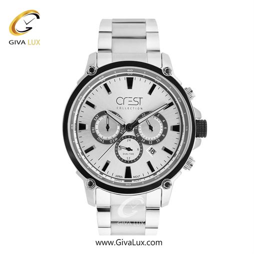 ساعت مچی اورجینال مردانه کرست | Crest سه موتوره فول تایم مشکی-نقره ای | نقره ای| نقره ای| کد رفرنس Crest 6227-2