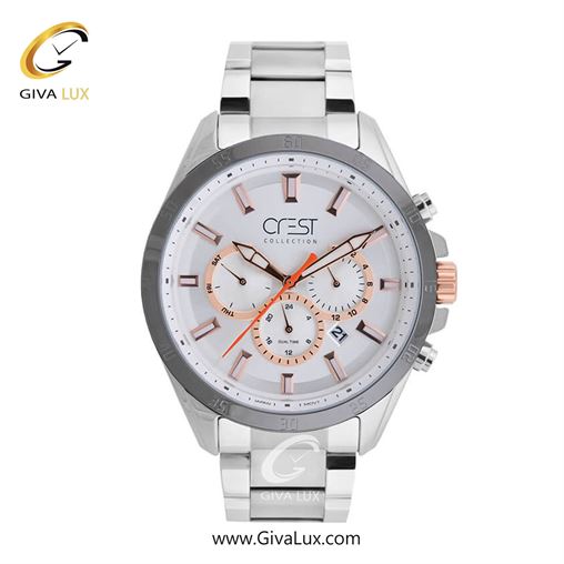 ساعت مچی اورجینال مردانه کرست | Crest سه موتوره فول تایم تیتانیوم | نقره ای| نقره ای| کد رفرنس Crest 6228-2