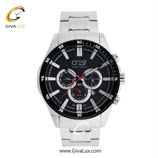 ساعت مچی اورجینال مردانه کرست | Crest سه موتوره فول تایم مشکی | نقره ای| مشکی| کد رفرنس Crest 6233-1