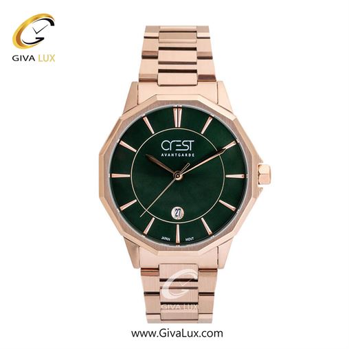 ساعت مچی اورجینال مردانه کرست رزگلد | رزگلد| سبز یشمی تیره| کد رفرنس Crest 6244-2