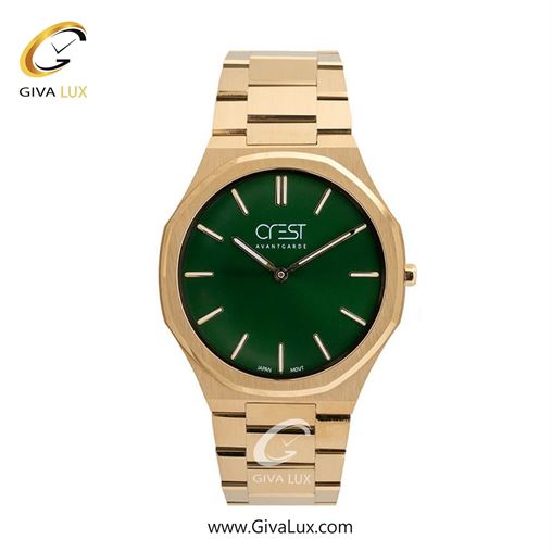 ساعت مچی اورجینال مردانه کرست طلایی | طلایی| سبز یشمی تیره| کد رفرنس Crest 6245-3