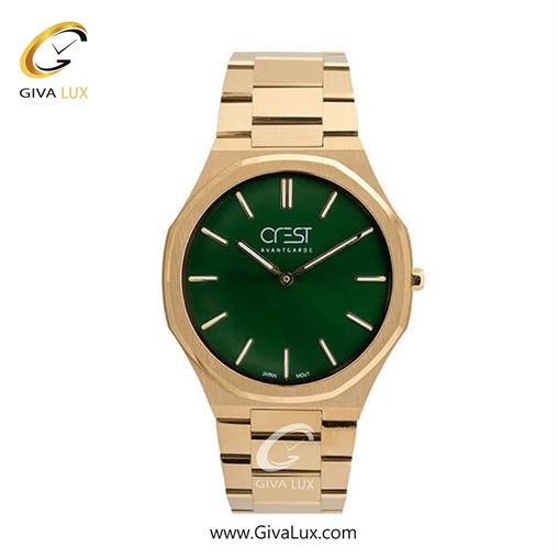 ساعت مچی اورجینال زنانه کرست طلایی | طلایی| سبز یشمی تیره| کد رفرنس Crest 6246-3