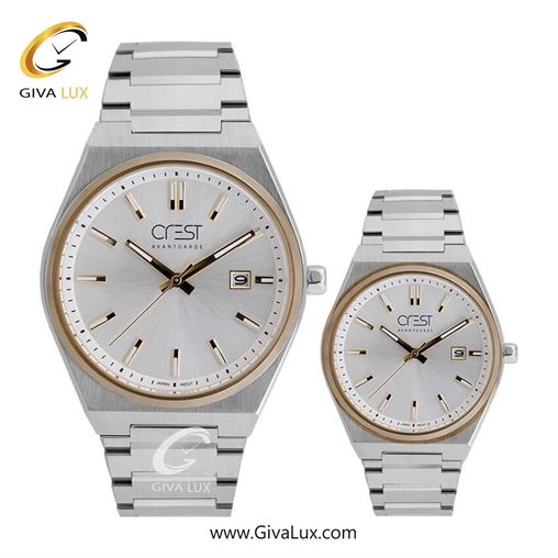 ساعت مچی اورجینال ست کرست | Crest طلایی | نقره ای| نقره ای| کد رفرنس زنانه: Crest 6247-5، مردانه: Crest 6248-5