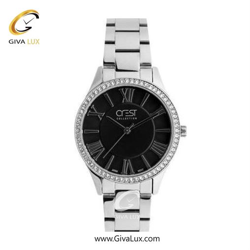 ساعت مچی اورجینال زنانه کرست نقره ای | نقره ای| مشکی| کد رفرنس Crest 6254-1