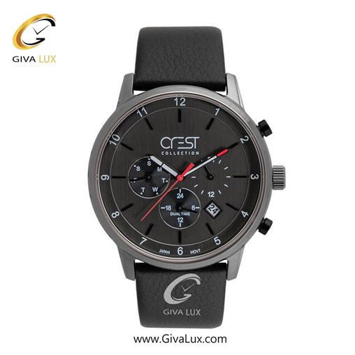 ساعت مچی اورجینال مردانه کرست | Crest سه موتوره کرنوگراف تیتانیوم | مشکی| مشکی| کد رفرنس Crest 6257-2