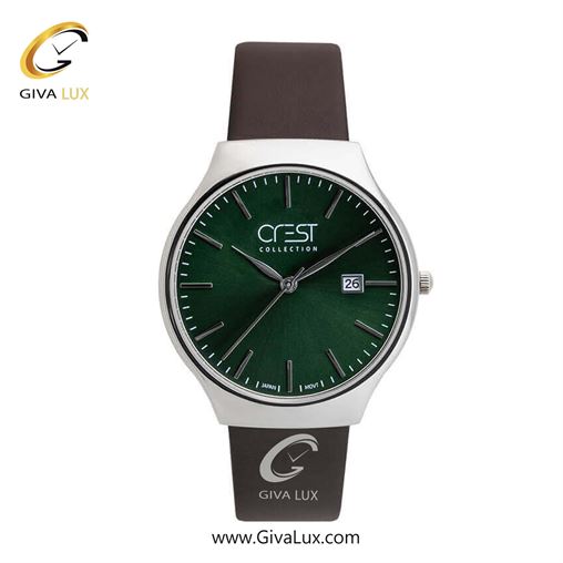 ساعت مچی اورجینال مردانه کرست | Crest نقره ای | قهوه ای| سبز| کد رفرنس Crest 6263-4