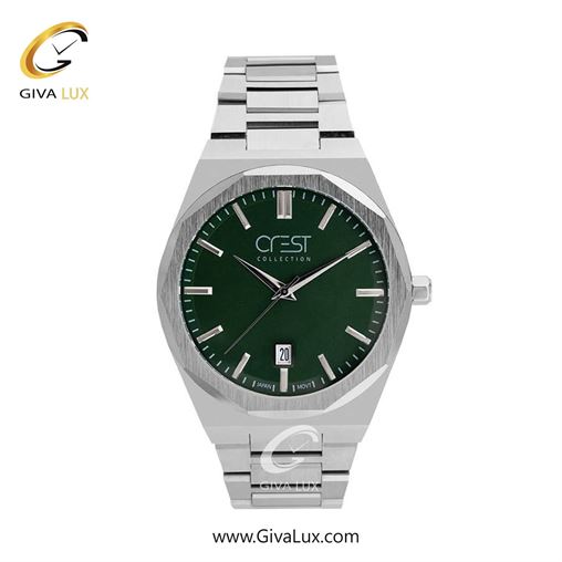 ساعت مچی اورجینال مردانه کرست نقره ای | نقره ای| سبز یشمی تیره| کد رفرنس Crest 6283-3