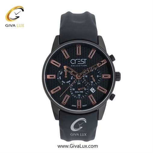 ساعت مچی اورجینال مردانه کرست | Crest سه موتوره کرنوگراف مشکی | مشکی| نارنجی| کد رفرنس Crest 6296-3 6296-5.jpg