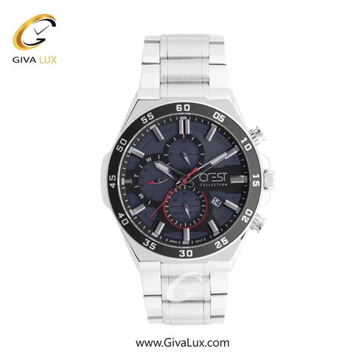 ساعت مچی اورجینال مردانه کرست سه موتوره کرنوگراف نقره ای | نقره ای| سرمه ای| کد رفرنس Crest 6299-1