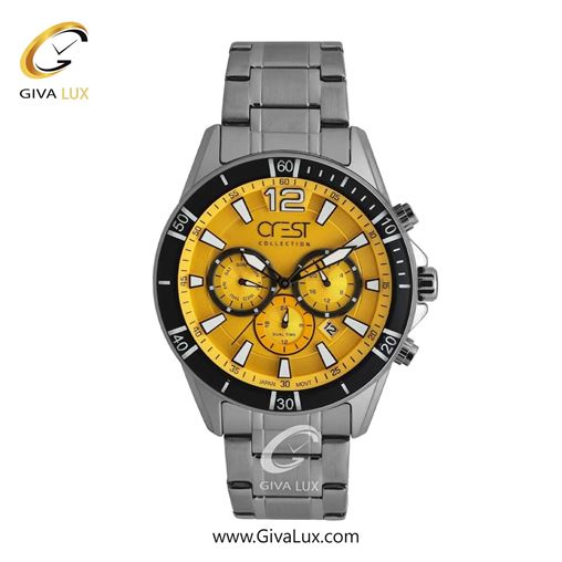 ساعت مچی اورجینال مردانه کرست سه موتوره کرنوگراف تیتانیوم | تیتانیوم(زغالی)| زرد| کد رفرنس Crest 6304-5