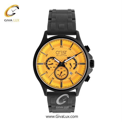 ساعت مچی اورجینال مردانه کرست سه موتوره فول تایم مشکی | مشکی| زرد| کد رفرنس Crest 6308-5