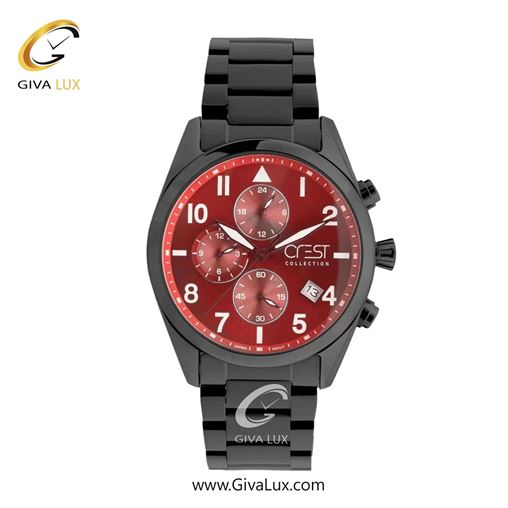 ساعت مچی اورجینال مردانه کرست سه موتوره کرنوگراف مشکی | مشکی| قرمز| کد رفرنس Crest 6311-4