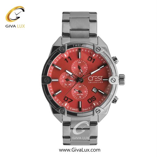 ساعت مچی اورجینال مردانه کرست | Crest سه موتوره فول تایم تیتانیوم | تیتانیوم| قرمز| کد رفرنس Crest 6312-6