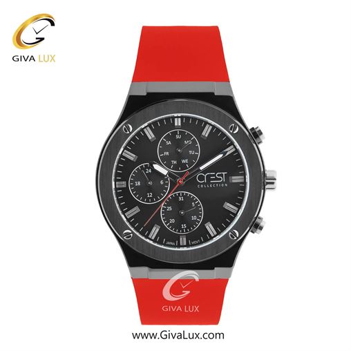 ساعت مچی اورجینال مردانه کرست سه موتوره فول تایم مشکی | قرمز| مشکی| کد رفرنس Crest 6315-3
