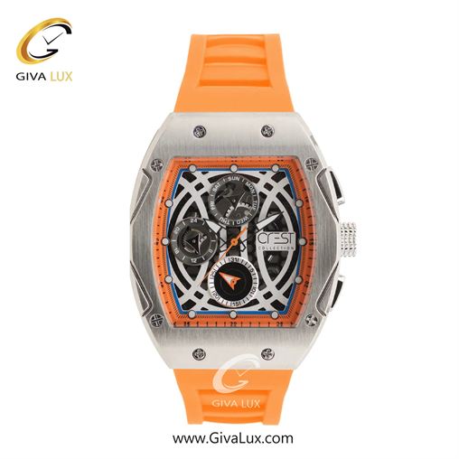 ساعت مچی اورجینال مردانه کرست سه موتوره فول تایم نقره ای | نارنجی| نقره ای| کد رفرنس Crest 6320-4