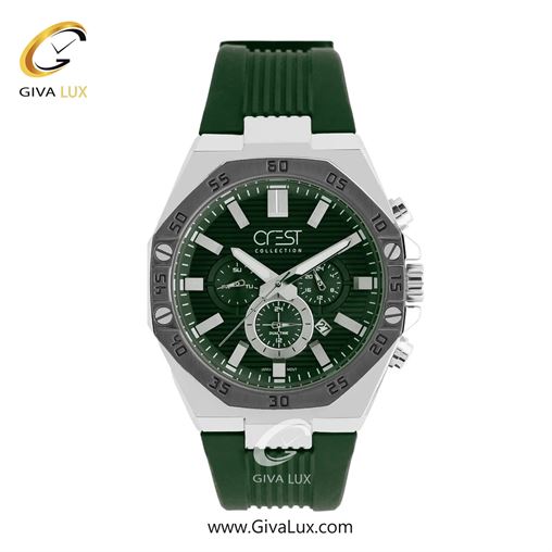 ساعت مچی اورجینال مردانه کرست سه موتوره فول تایم تیتانیوم-نقره ای | سبز یشمی تیره| سبز یشمی تیره| کد رفرنس Crest 6322-3