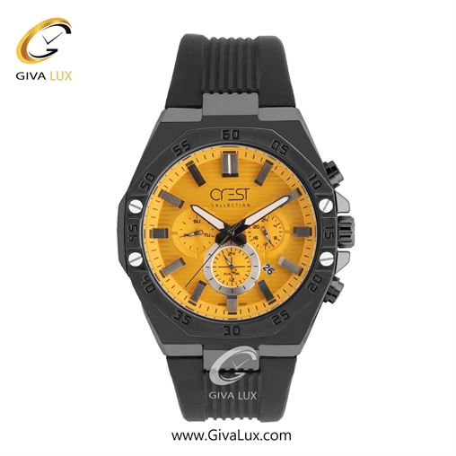 ساعت مچی اورجینال مردانه کرست سه موتوره فول تایم تیتانیوم | مشکی| خردلی| کد رفرنس Crest 6322-4