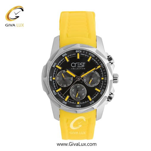 ساعت مچی اورجینال مردانه کرست سه موتوره فول تایم نقره ای | زرد| مشکی| کد رفرنس Crest 6323-2