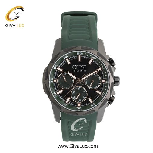 ساعت مچی اورجینال مردانه کرست سه موتوره فول تایم تیتانیوم | سبز خاکستری| مشکی| کد رفرنس Crest 6323-4
