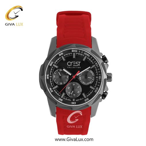 ساعت مچی اورجینال مردانه کرست سه موتوره فول تایم تیتانیوم | قرمز| مشکی| کد رفرنس Crest 6323-5