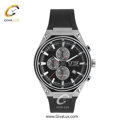 ساعت مچی اورجینال مردانه کرست سه موتوره فول تایم تیتانیوم | مشکی| مشکی| کد رفرنس Crest 6336-1