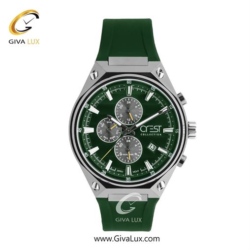 ساعت مچی اورجینال مردانه کرست سه موتوره فول تایم تیتانیوم | سبز یشمی تیره| سبز یشمی تیره| کد رفرنس Crest 6336-2