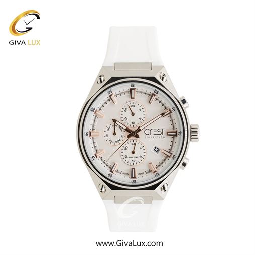 ساعت مچی اورجینال مردانه کرست سه موتوره فول تایم نقره ای | سفید| سفید| کد رفرنس Crest 6336-6