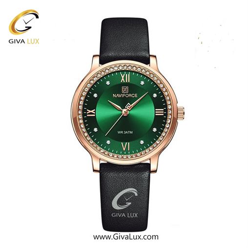 ساعت مچی زنانه بند چرمی دورنگین ناوی فورس (نیوی فورس) مشکی NF5036RG/GN/B 637_5036B-Ro-Green.jpg