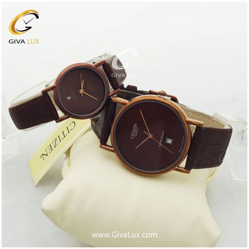 ست ساعت مچی کلاسیک بند چرمی سیتیزن قهوه ای