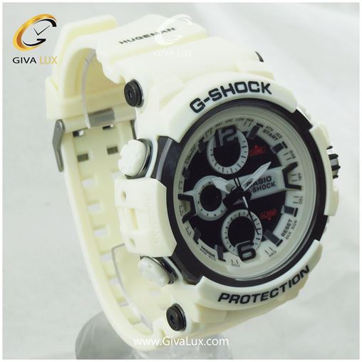 ساعت مچی اسپرت کاسیو جیشاک G-shock دو زمانه سفید
