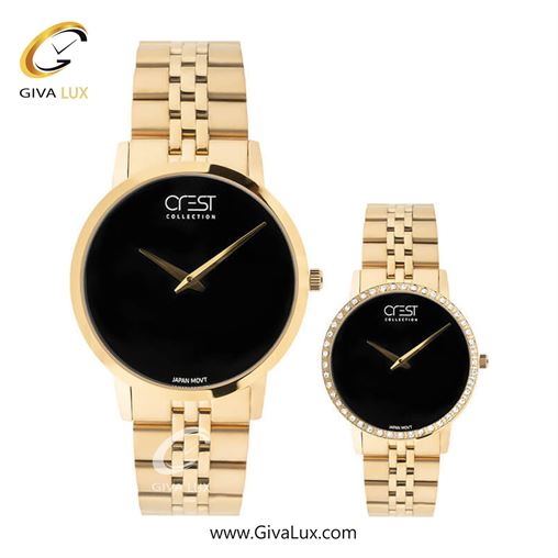 ساعت مچی اورجینال ست کرست | Crest طلایی | طلایی| مشکی| کد رفرنس Crest 6702-2