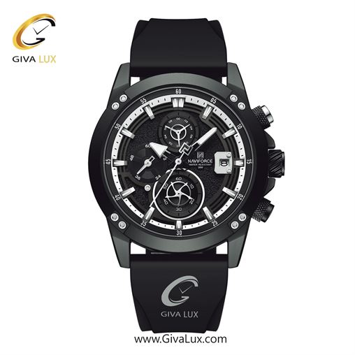 ساعت مچی اورجینال ناوی فورس مردانه سه موتوره کرنوگراف مشکی | مشکی | سفید-مشکی | کد رفرنس NF8033-B/W/B 699_NF8033-BWB.jpg