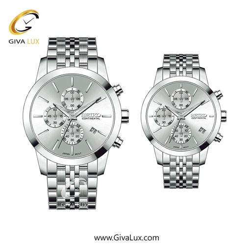 ساعت مچی اورجینال ست سیکو (کانتیننتال) | Seiko (Continental)  سه موتوره کرنوگراف نقره ای | نقره ای| نقره ای| کد رفرنس 0412