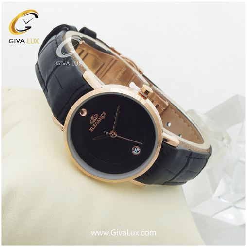 ساعت زنانه بند چرمی مشکی الگانس