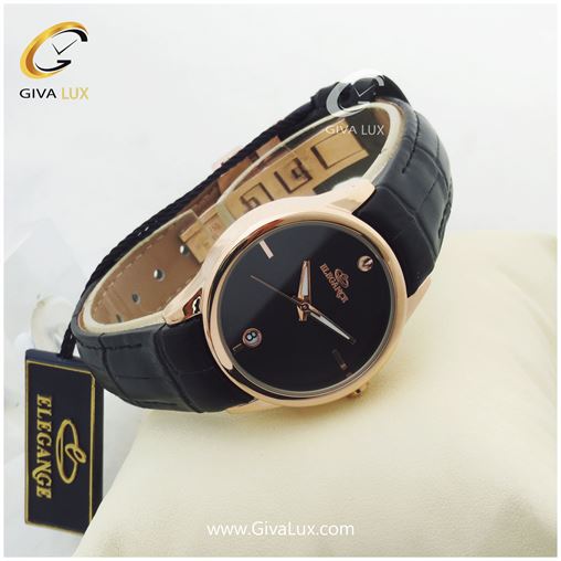 ساعت زنانه بند چرمی مشکی الگانس