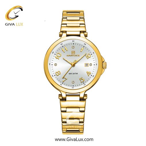 ساعت مچی زنانه بندفلزی تقویم دار ناوی فورس(نیوی فورس) طلاییNF5033 G/W 746_5033G-S.jpg