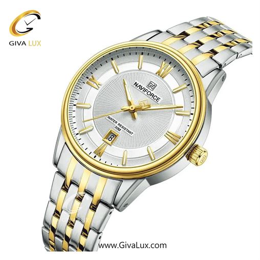 ساعت مچی مردانه تک موتوره بند استیل طلایی/نقره ای ناوی فورس(نیوی فورس) NF8040 S/G/W 783_SGW.jpg