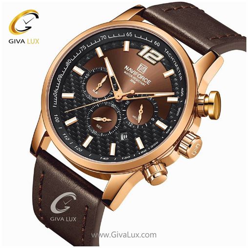 ساعت مچی مردانه بند چرم سه موتوره فول تایم نوی فورس NF8002 8002BNRG1.jpg