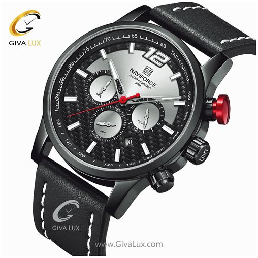 ساعت مچی مردانه بند چرم سه موتوره فول تایم نوی فورس NF8002 8002BW1.jpg